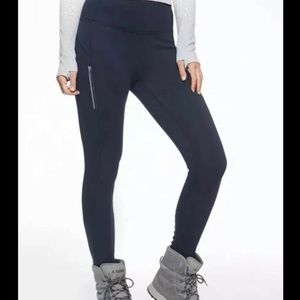 Athleta Black Leggings with Zipper Detail